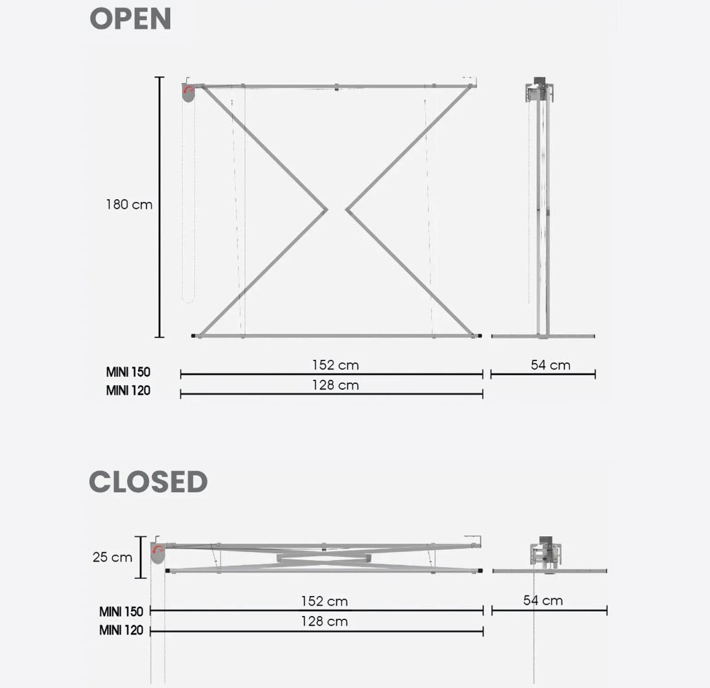 foxydry mini ceiling clothesline specifications