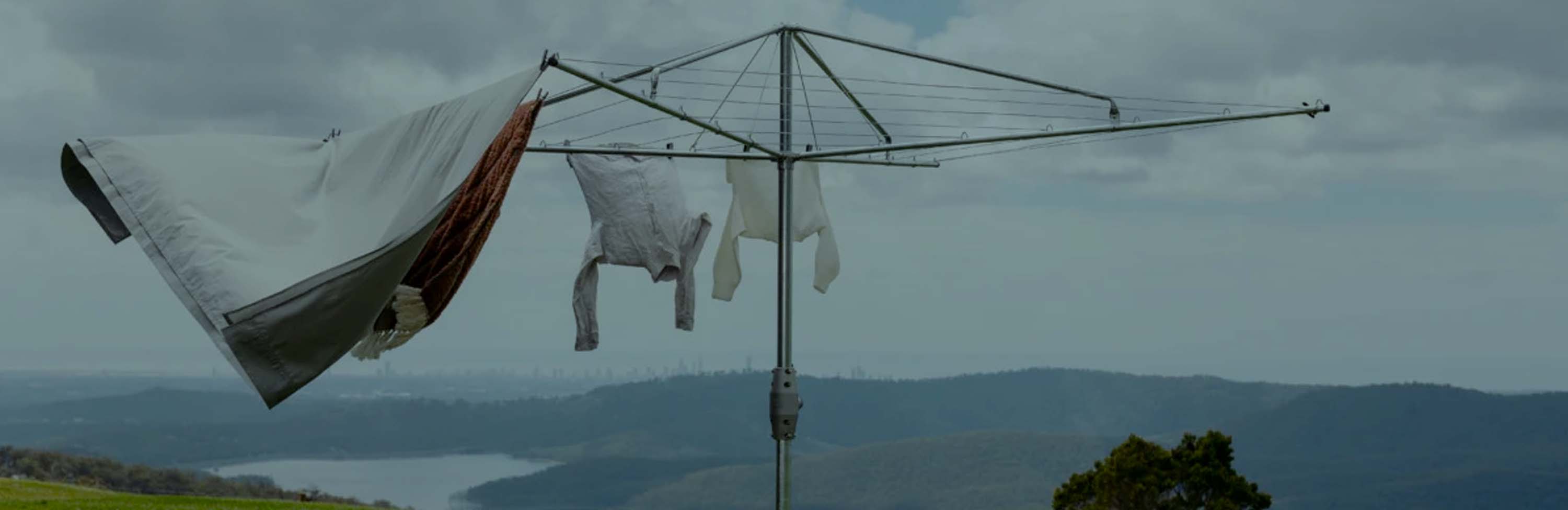 Classic Hills Hoist clothesline with washing hanging on the line