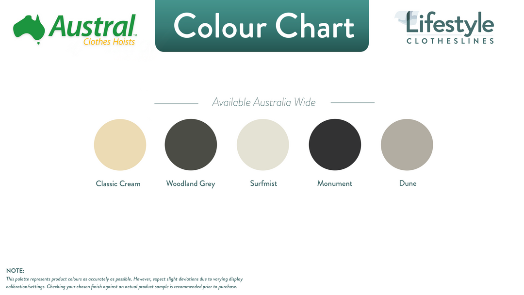 Austral Balcony Line Clothesline colour chart