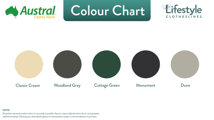 Austral Foldaway 51 Rotary Clothesline colour chart