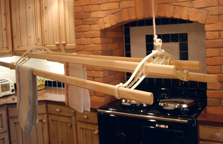 Classic Ceiling Airer with 4 laths ivory colour installed in kitchen