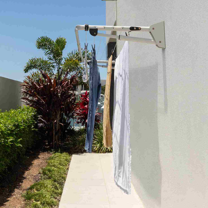 Hills Long Clothesline with washing on it