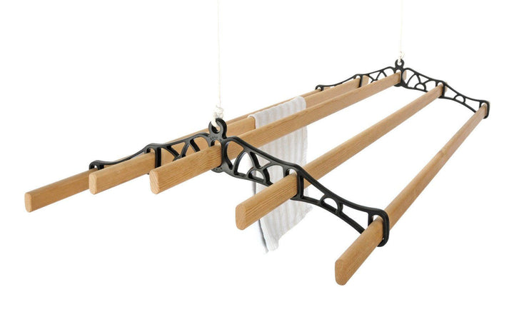5 Lath Pulley Clothes Airer - Black