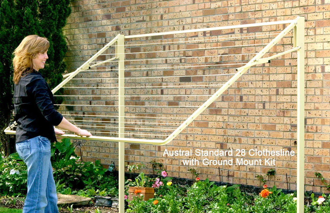 Austral Standard 28 Clothesline - Classic Cream with Ground Mount Kit