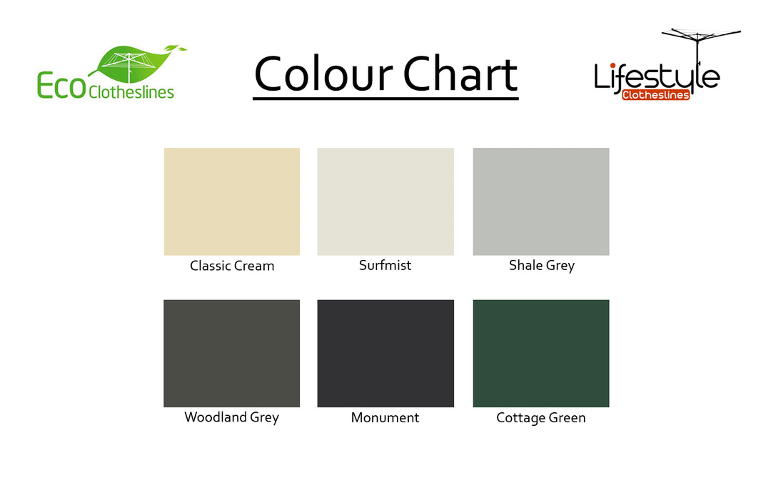Eco Ground Mount Kit Clothesline - Colour Chart
