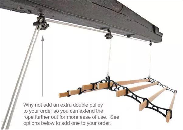 7 Lath Supreme Ceiling Airer - Double Pulley Black